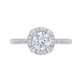 Shah Luxury 14K White Gold Round Diamond Halo Cathedral Style Engagement Ring (Semi-Mount) photo