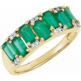 14K Yellow 5 x 3 mm Emerald & .07 CTW Diamond Ring photo