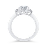 Shah Luxury 14K White Gold Three Stone Engagement Ring Center Oval with Half-moon sides Diamond photo 4