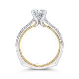 Shah Luxury 14K Two-Tone Gold Round Diamond Engagement Ring with Split Side Euro Shank (Semi-Mount) photo 4