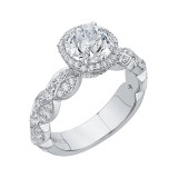 Shah Luxury 14K White Gold Round Diamond Halo Engagement Ring (Semi-Mount) photo 2