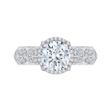 Shah Luxury 14K White Gold Round Diamond Halo Engagement Ring (Semi-Mount) photo