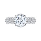 Shah Luxury 14K White Gold Round Diamond Halo Engagement Ring (Semi-Mount) photo