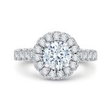 Shah Luxury 14K White Gold Round Diamond Halo Engagement Ring (Semi-Mount) photo