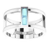 14K White Aquamarine Baguette Ring photo 3