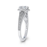 Shah Luxury Cushion Diamond Cathedral Style Engagement Ring In 14K White Gold (Semi-Mount) photo 3