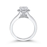 Shah Luxury Cushion Diamond Cathedral Style Engagement Ring In 14K White Gold (Semi-Mount) photo 4