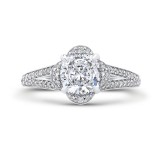 Shah Luxury Cushion Diamond Cathedral Style Engagement Ring In 14K White Gold (Semi-Mount) photo