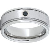 Serinium Rounded Edge Band with One .06 Round Black Diamond and Stone Finish photo