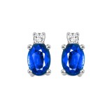 Gems One 14Kt White Gold Diamond (1/20Ctw) & Sapphire (1/2 Ctw) Earring photo