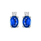 Gems One 14Kt White Gold Diamond (1/20Ctw) & Sapphire (1/2 Ctw) Earring photo