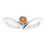 14K White Citrine Solitaire Bezel-Set V Ring photo 3