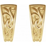 14K Yellow Vintage-Inspired J-Hoop Earrings photo 2