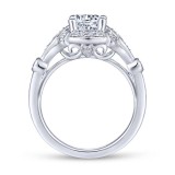 Gabriel & Co. 14k White Gold Art Deco Halo Engagement Ring photo 2