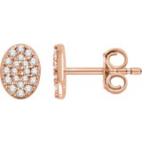 14K Rose 1/6 CTW Diamond Oval Cluster Earrings photo