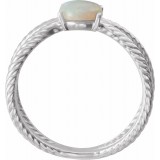 14K White 8x6 mm Opal Criss-Cross Rope Ring photo 2