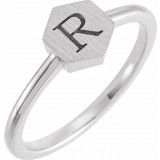 14K White  9.5x8 mm Geometric Signet Ring photo 3
