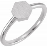 14K White  9.5x8 mm Geometric Signet Ring photo