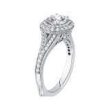 Shah Luxury Oval Diamond Double Halo Engagement Ring with Split Shank In 14K White Gold (Semi-Mount) photo 3