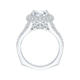 Shah Luxury Oval Diamond Double Halo Engagement Ring with Split Shank In 14K White Gold (Semi-Mount) photo 4