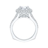 Shah Luxury Oval Diamond Double Halo Engagement Ring with Split Shank In 14K White Gold (Semi-Mount) photo 4