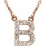 14K Rose Initial B 1/8 CTW Diamond 16 Necklace photo