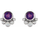 14K White Amethyst & 1/8 CTW Diamond Earrings photo 2