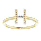 14K Yellow .07 CTW Diamond Initial H Ring photo 3