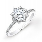 18k White Gold Star Halo White Diamond Engagement Ring photo