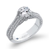 Shah Luxury Round Diamond Engagement Ring In 14K White Gold with Split Shank (Semi-Mount) photo 2
