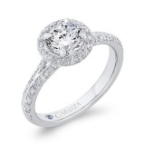 Shah Luxury 14K White Gold Round Diamond Double Row Engagement Ring with Split Shank  (Semi-Mount) photo 2