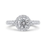 Shah Luxury 14K White Gold Round Diamond Double Row Engagement Ring with Split Shank  (Semi-Mount) photo