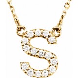 14K Yellow Initial S 1/8 CTW Diamond 16 Necklace photo