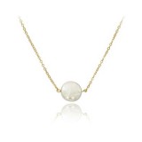 Carla 14k Yellow Gold Coin Pearl Pendant photo