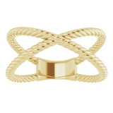 14K Yellow Criss-Cross Rope Ring photo 3