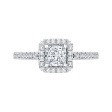 Shah Luxury 14K Two-Tone Gold Princess Cut Diamond Halo Engagement Ring (Semi-Mount) photo