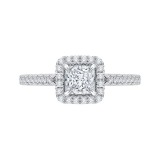 Shah Luxury 14K Two-Tone Gold Princess Cut Diamond Halo Engagement Ring (Semi-Mount) photo