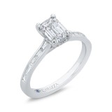 Shah Luxury 14K White Gold Emerald Cut Diamond Solitaire Plus Engagement Ring (Semi-Mount) photo 2