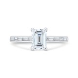 Shah Luxury 14K White Gold Emerald Cut Diamond Solitaire Plus Engagement Ring (Semi-Mount) photo