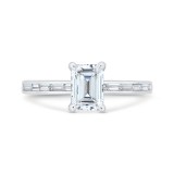 Shah Luxury 14K White Gold Emerald Cut Diamond Solitaire Plus Engagement Ring (Semi-Mount) photo