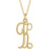 14K Yellow Script Initial K 16-18 Necklace photo