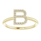 14K Yellow 1/8 CTW Diamond Initial B Ring photo 3