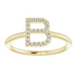 14K Yellow 1/8 CTW Diamond Initial B Ring photo 3