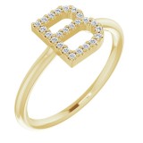 14K Yellow 1/8 CTW Diamond Initial B Ring photo