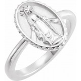 14K White Miraculous Medal Ring photo