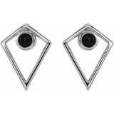 14K White Onyx Cabochon Pyramid Earrings photo 2