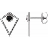 14K White Onyx Cabochon Pyramid Earrings photo