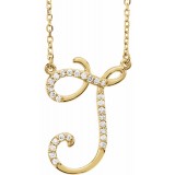 14K Yellow 1/10 CTW Diamond Initial J 16 Necklace photo