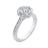 Shah Luxury Round Diamond Cathedral Style Engagement Ring In 14K White Gold (Semi-Mount) photo 2