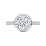 Shah Luxury Round Diamond Cathedral Style Engagement Ring In 14K White Gold (Semi-Mount) photo